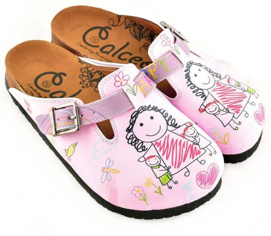 GOBY Clogs met Happy Print Dames Handgemaakt Premium Kwaliteit