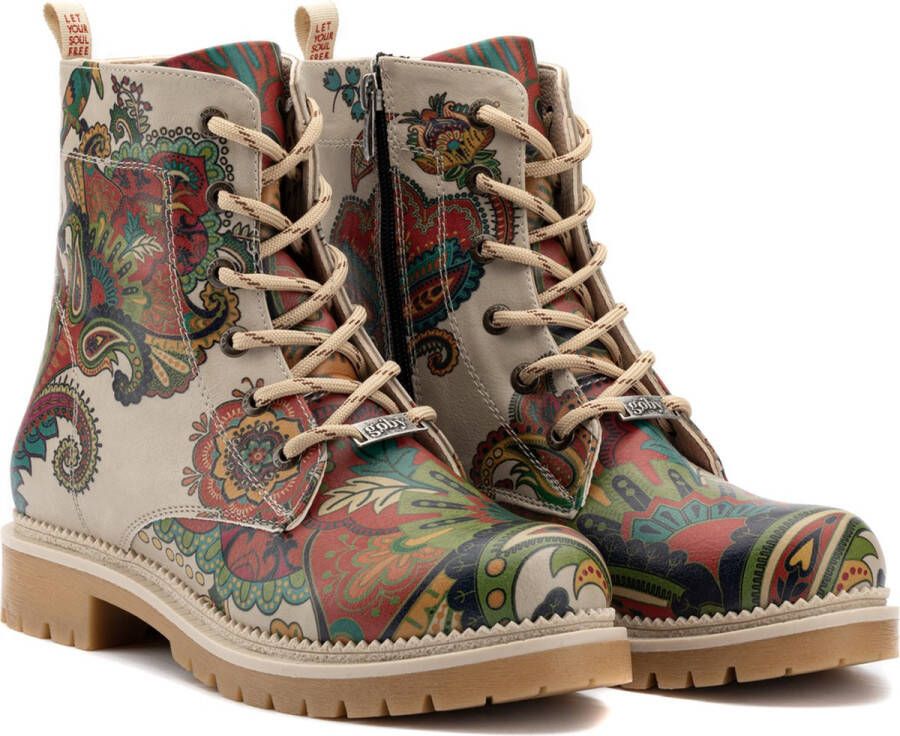 GOBY Flowerart Ankle Boots Laars Laarzen Damesboots Dames laarzen Enkel laarzen Handmade Bloemenprint