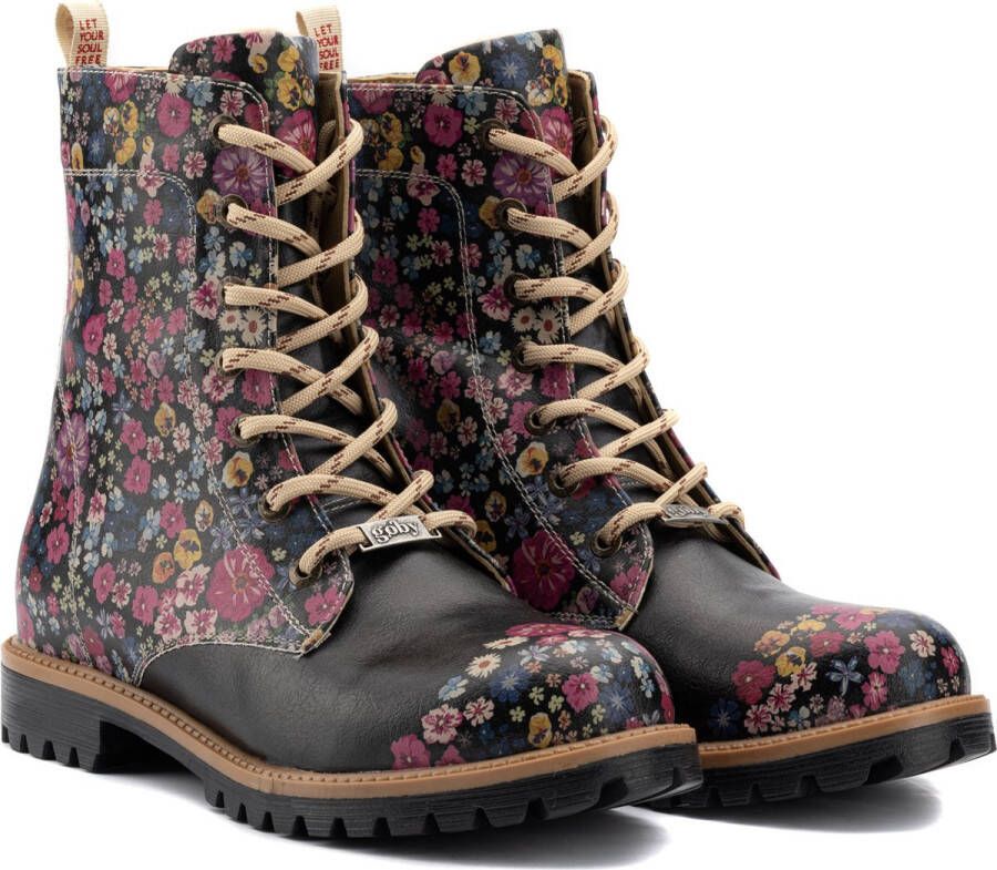 GOBY Flowerboots Boots Laars Laarzen Damesboots Dames laarzen Longboots Handmade Bloemenprint