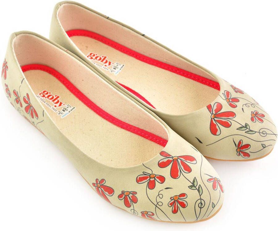 GOBY Flowers Ballerinas Flats Hoge kwaliteit Handmade Meisjesprint