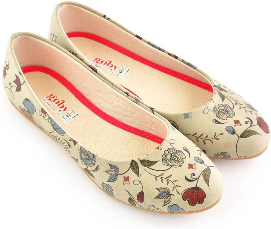 GOBY Flowers Ballerinas Flats Hoge kwaliteit Handmade Meisjesprint