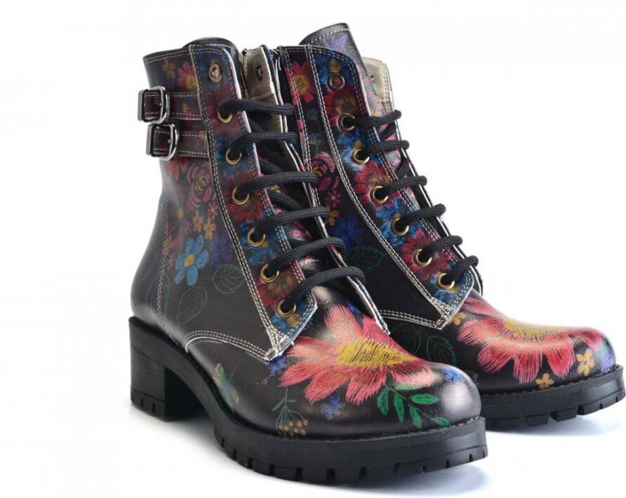 GOBY Flowers Enkellaarsjes Damesboots Laarzen Hoge kwaliteit Handmade