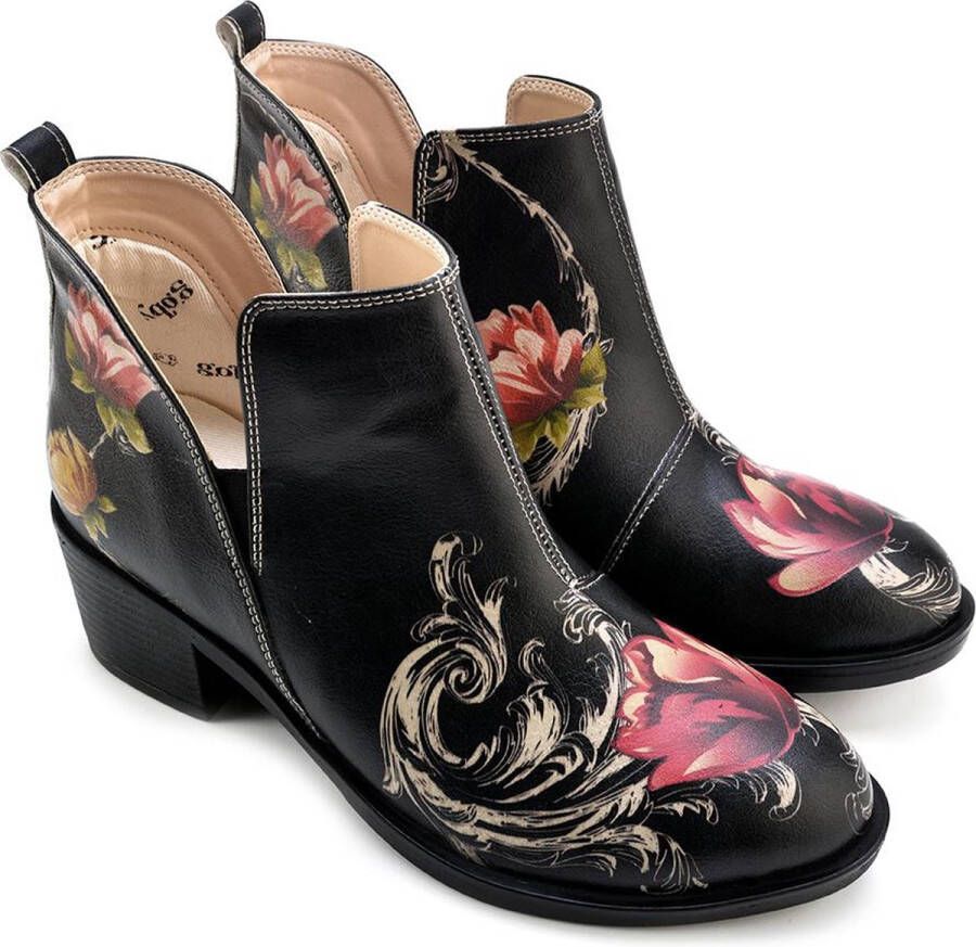 GOBY Flowers Enkellaarsjes Damesboots Laarzen Hoge kwaliteit Handmade