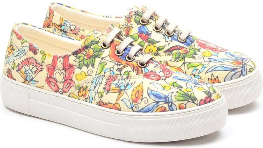 GOBY Flowers Schoenen Sneakers Hoge kwaliteit Handmade Meisjesprint