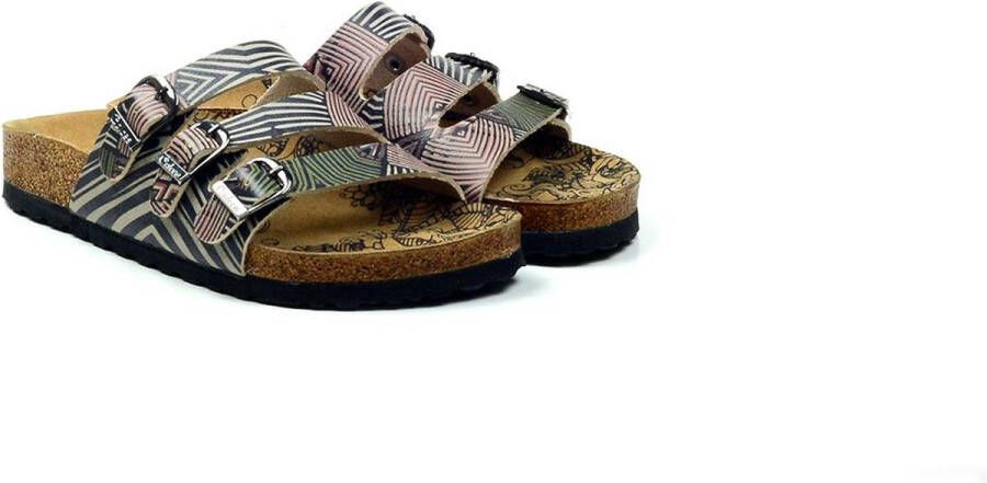 GOBY Gekleurde Strepen Sandalen Slippers Hoge kwaliteit Handmade