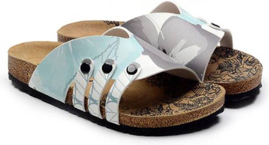 GOBY Gray Flower Sandalen Slippers Hoge kwaliteit Handmade