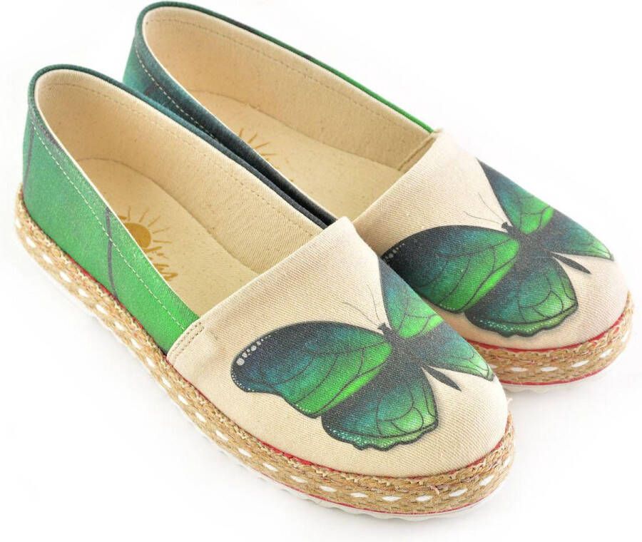 GOBY Groene Vlinder Ballerinas Flats Hoge kwaliteit Handmade Meisjesprint