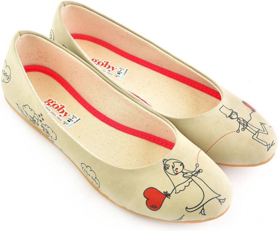 GOBY Hartje Ballerinas Flats Hoge kwaliteit Handmade Meisjesprint