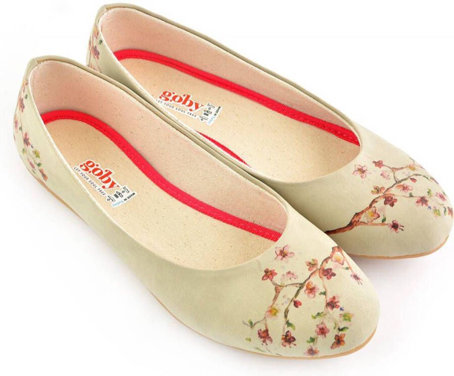 GOBY Japans Blossom Ballerinas Flats Hoge kwaliteit Handmade Meisjesprint