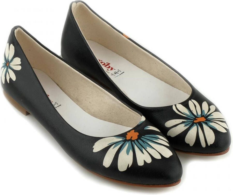 GOBY Kamille Zwart Ballerinas Flats Hoge kwaliteit Handmade Meisjesprint