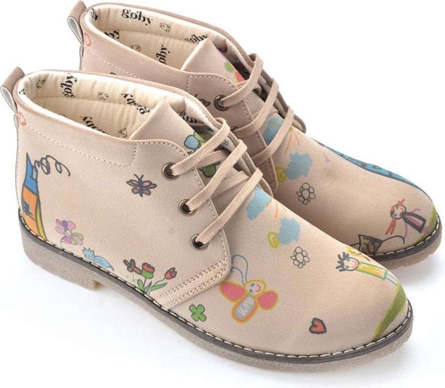 GOBY Kids Drawing Enkellaarsjes Damesboots Laarzen Hoge kwaliteit Handmade