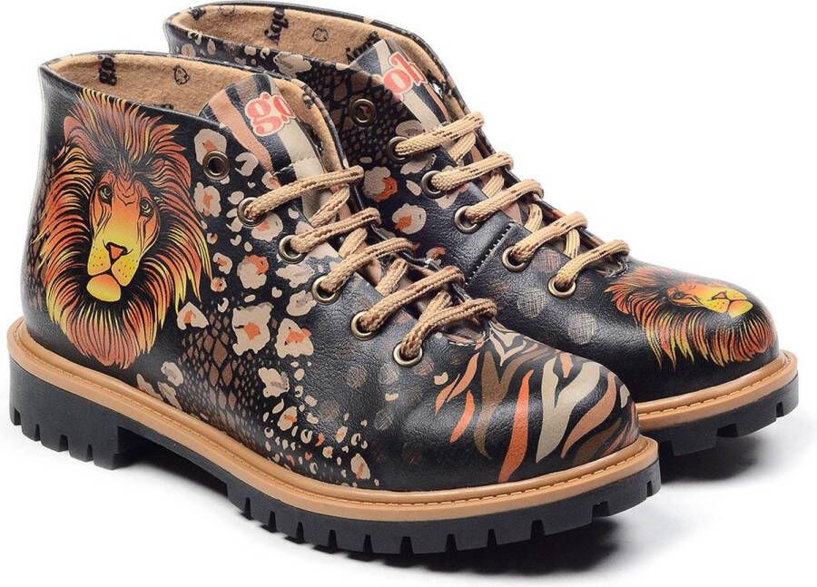 GOBY Lion Enkellaarsjes Damesboots Laarzen Hoge kwaliteit Handmade