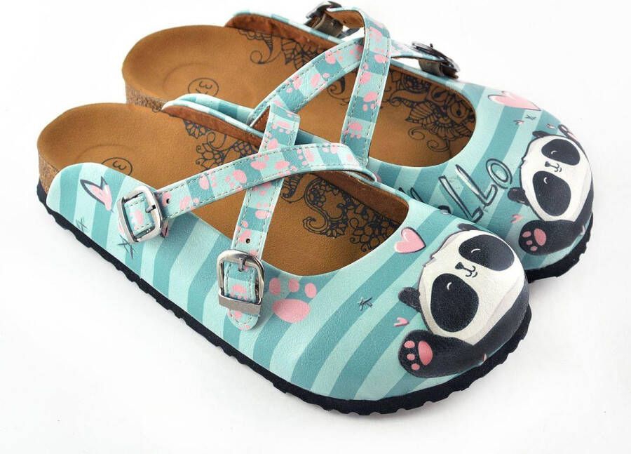 GOBY Panda Clogs Dames Vegan Leer Handmade Panda Print