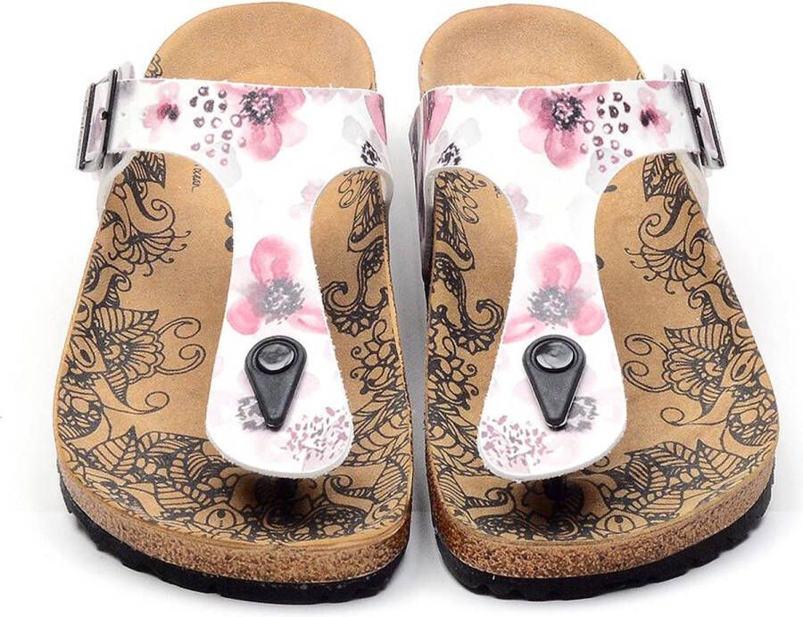 GOBY Pink Flowers Slippers Sandalen -Hoge kwaliteit Handmade