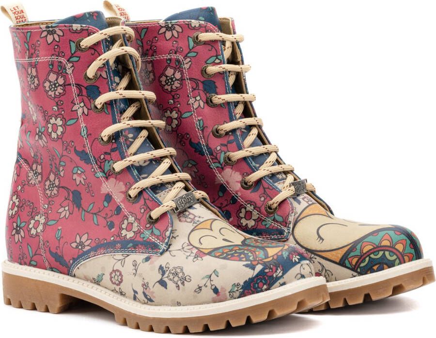 GOBY Redlove Boots Laars Laarzen Damesboots Dames laarzen Longboots Handmade Bloemenprint