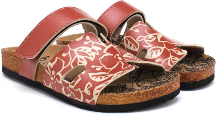 GOBY Rood Bloemen Patroon Slippers Sandalen Hoge kwaliteit Handmade