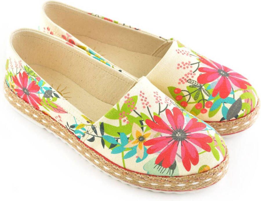 GOBY Roze Kamille Ballerinas Flats Hoge kwaliteit Handmade Meisjesprint