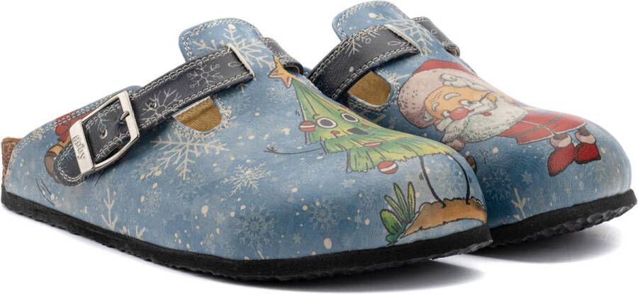 GOBY Santa Claus Clogs Slippers Slipper Klompen Hoge kwaliteit Handmade Kerst print