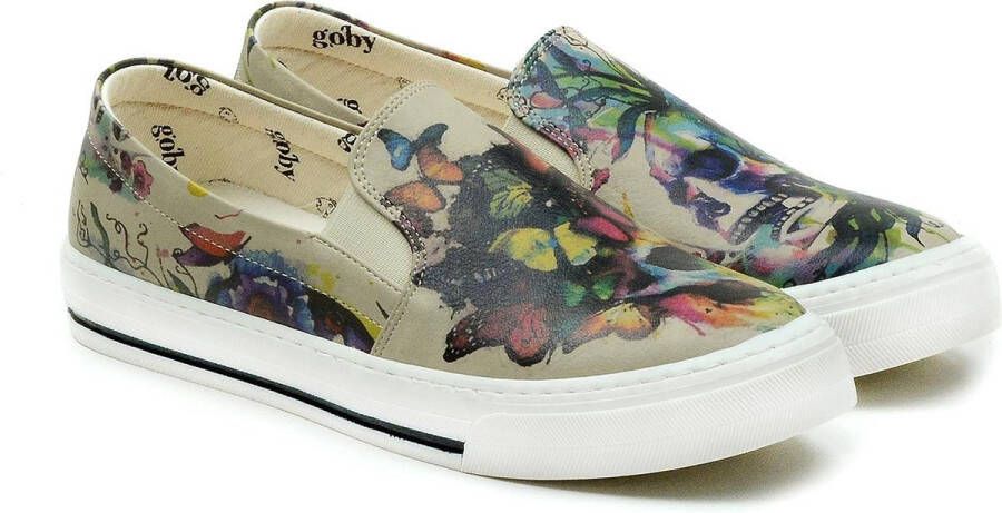 GOBY Skull & Butterflies Schoenen Sneakers Hoge kwaliteit Handmade Meisjesprint