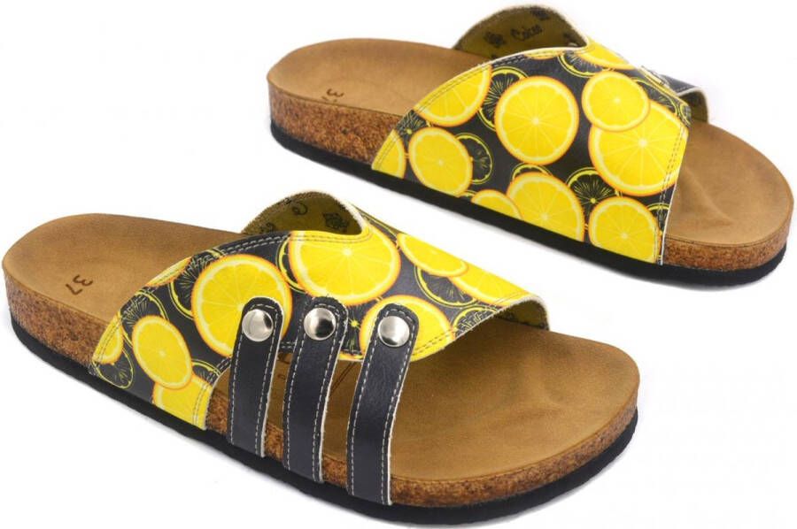 GOBY Sliced Lemons Slippers Sandalen Hoge kwaliteit Handmade