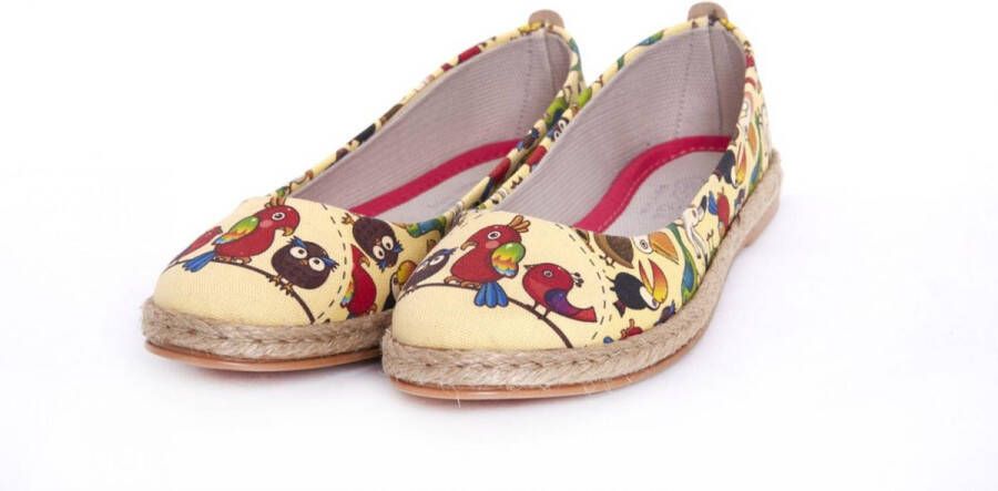 GOBY Vogels Print Ballerinas Flats Hoge kwaliteit Handmade Meisjesprint