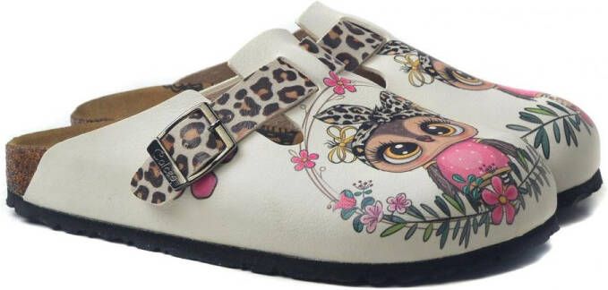 GOBY Wild Owl Dames Clogs Handgemaakt Uilenprint