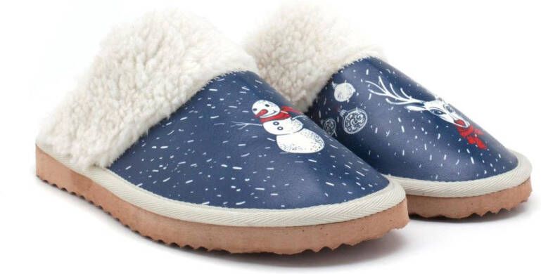 GOBY Winter Wonderland Dames Sloffen Feestelijke Print Warm & Comfortabel