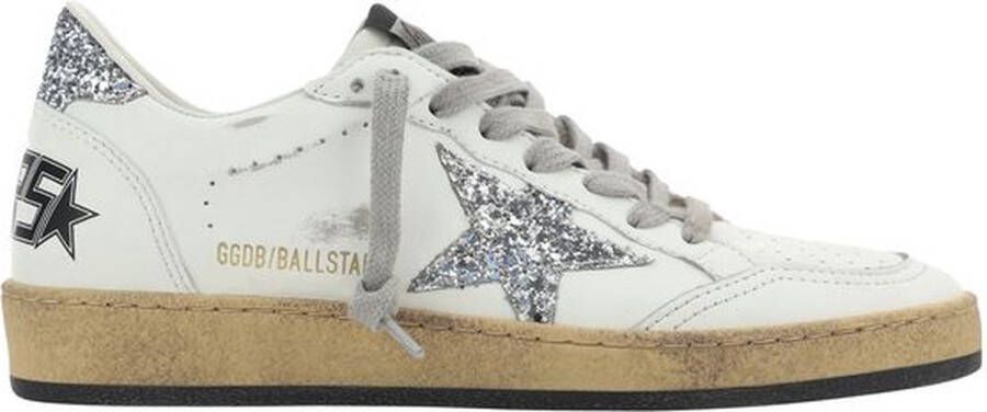 Golden Goose Witte Ballstar Sneakers met Glitter Ster en Hak White Dames