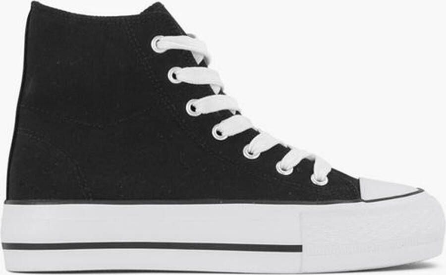 Graceland Zwarte hoge canvas sneaker