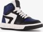 Groot hoge leren jongens sneakers blauw zwart Uitneembare zool - Thumbnail 1