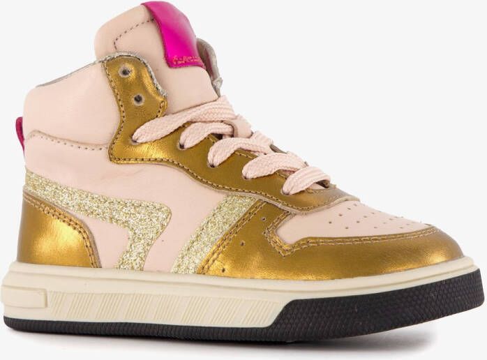 Groot hoge leren meisjes sneaker roze goud Uitneembare zool