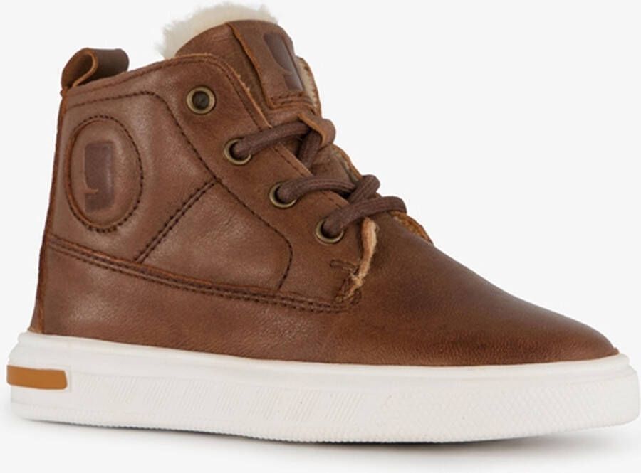 Groot hoge leren sneakers voor jongens cognac Uitneembare zool