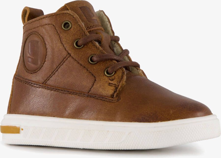 Groot hoge leren sneakers voor jongens cognac Uitneembare zool