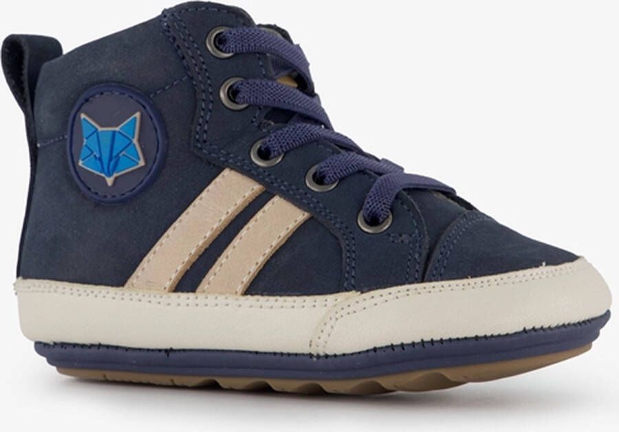 Groot leren jongens babyschoenen blauw Uitneembare zool In cadeauverpakking