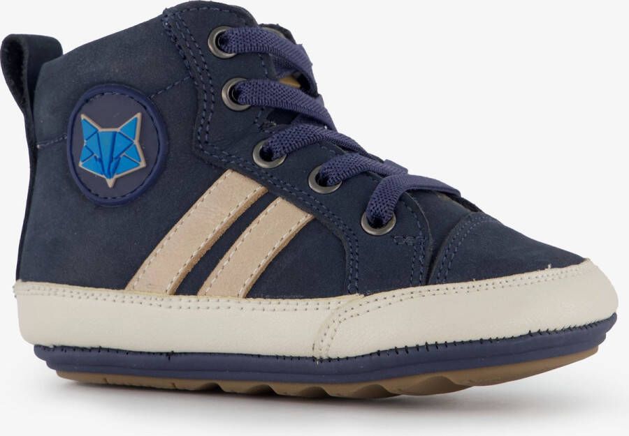 Groot leren jongens babyschoenen blauw Uitneembare zool In cadeauverpakking