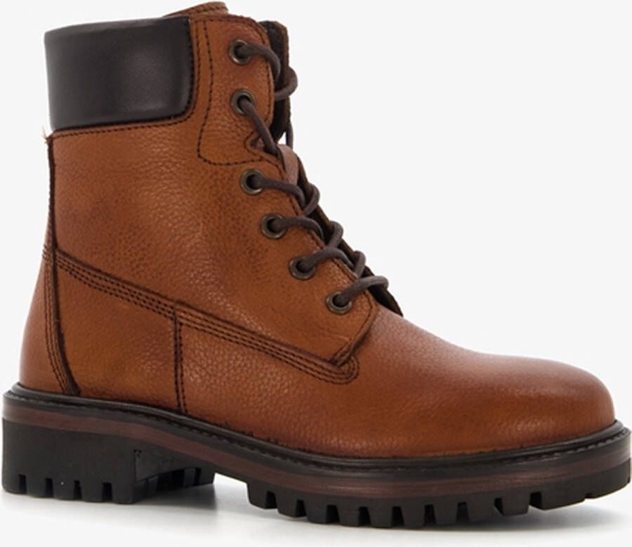 Groot leren jongens veterboots cognac