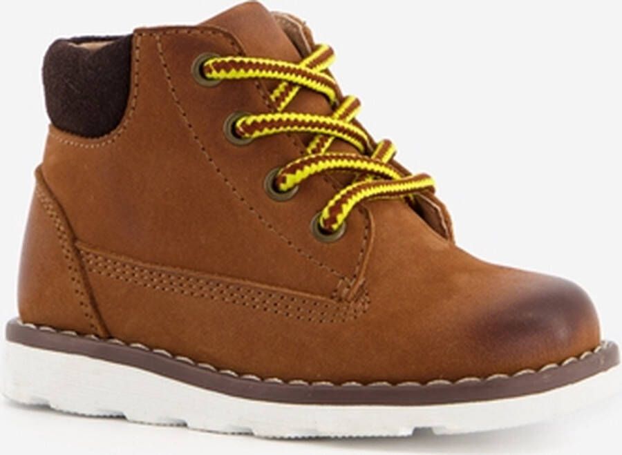 Groot leren jongens veterboots cognac Uitneembare zool