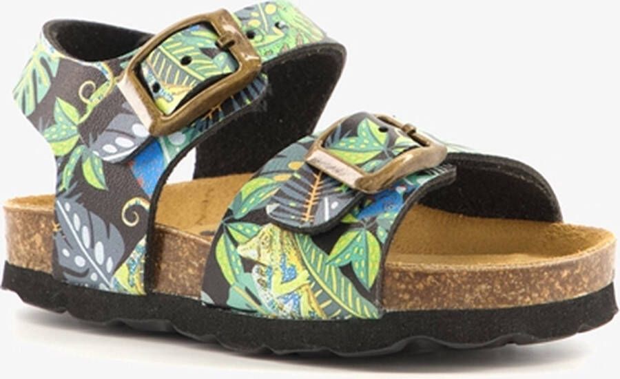 Groot leren kinder sandalen met print Groen