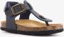 Groot leren kinder sandalen met teenbandje blauw - Thumbnail 1