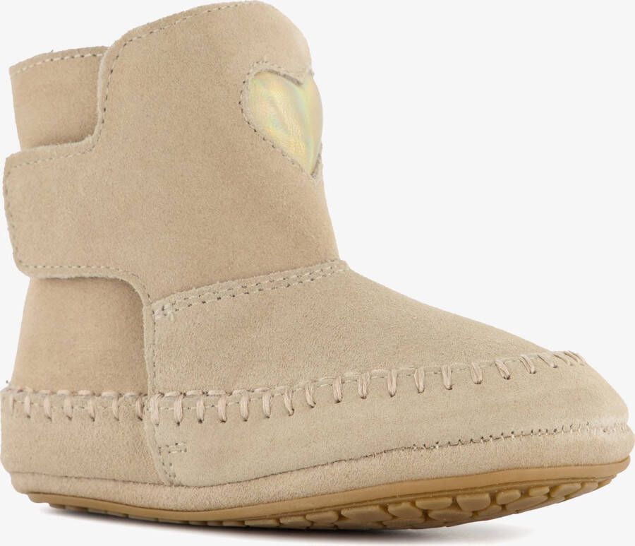 Groot leren meisjes babyschoenen beige Uitneembare zool In cadeauverpakking