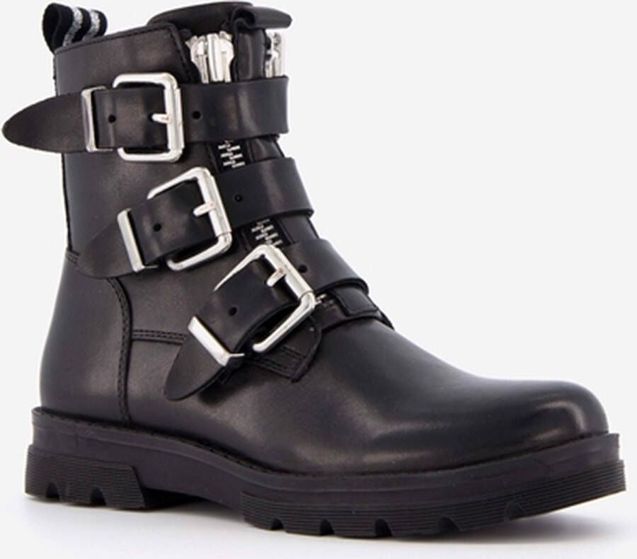 Groot leren meisjes biker boots zwart - Foto 1