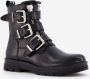 Groot leren meisjes biker boots zwart - Thumbnail 1