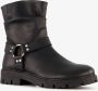 Groot leren meisjes biker boots zwart - Thumbnail 1