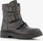 Groot leren meisjes biker boots zwart - Thumbnail 1