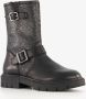 Groot leren meisjes biker boots zwart - Thumbnail 1