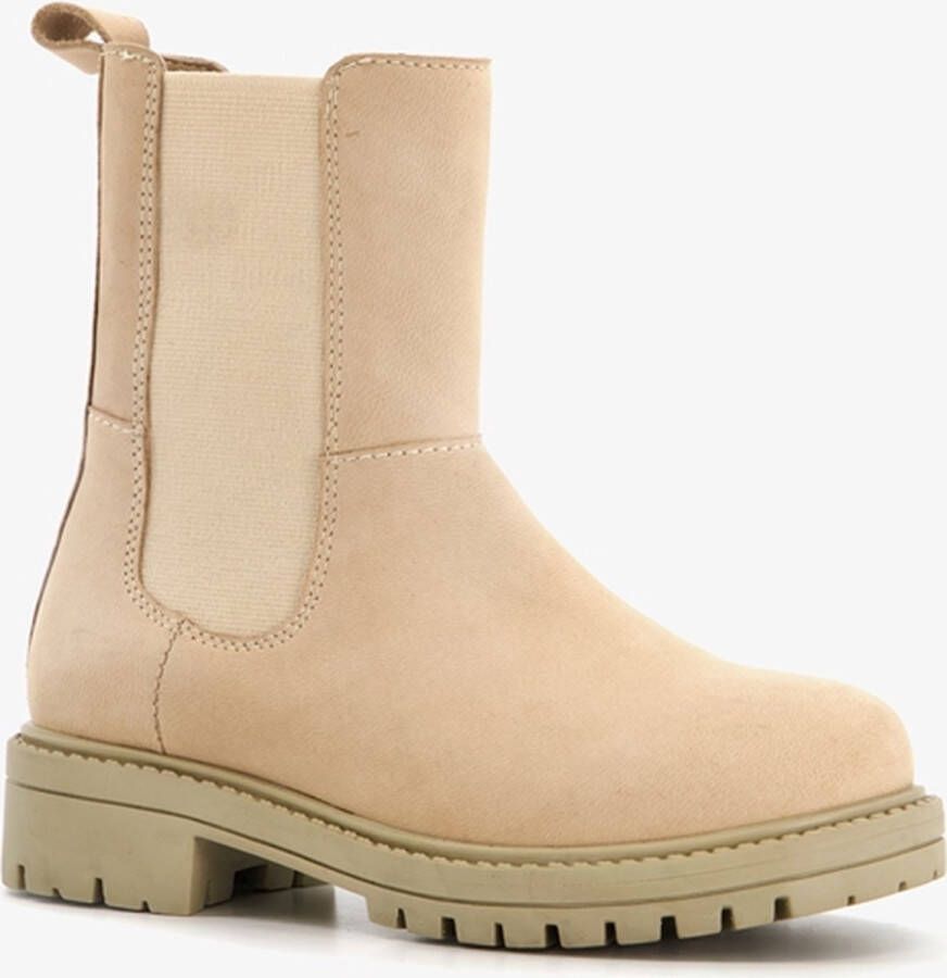 Groot leren meisjes chelsea boots beige Uitneembare zool