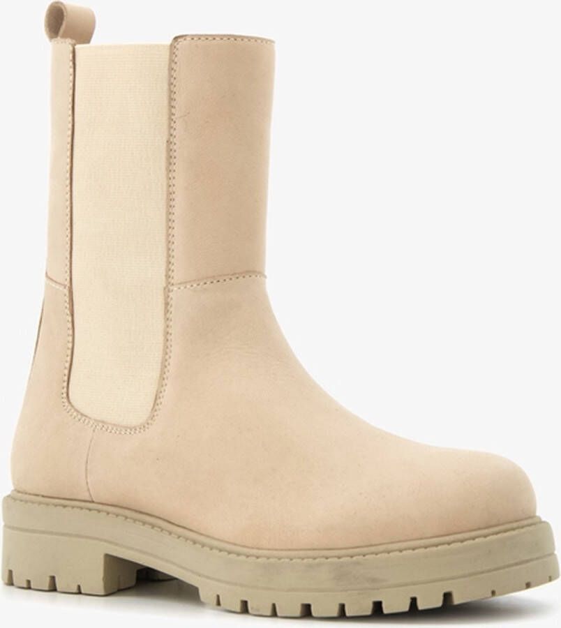 Groot leren meisjes Chelsea boots beige Uitneembare zool