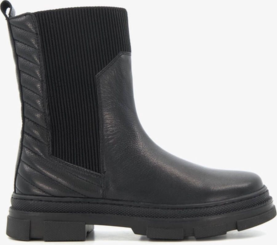 Groot leren meisjes Chelsea boots zwart Uitneembare zool