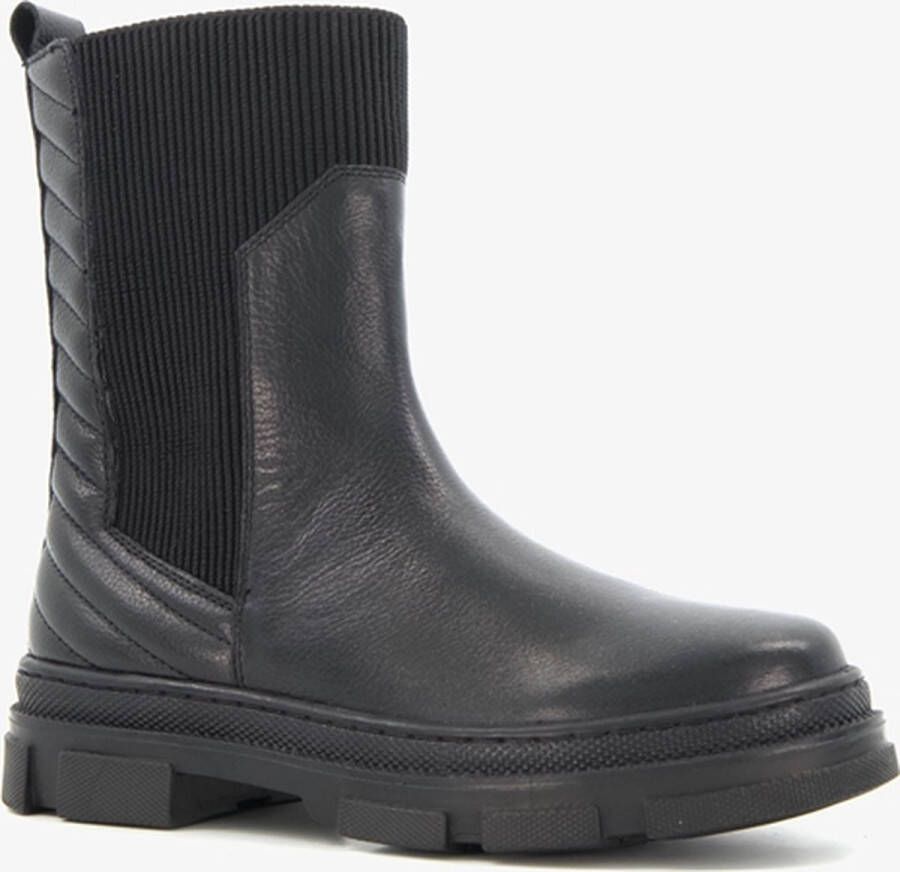 Groot leren meisjes Chelsea boots zwart Uitneembare zool