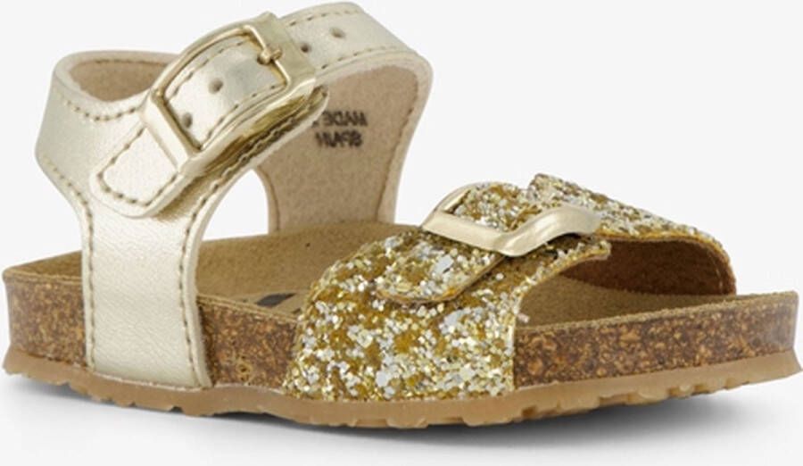 Groot leren meisjes sandalen met glitter goud